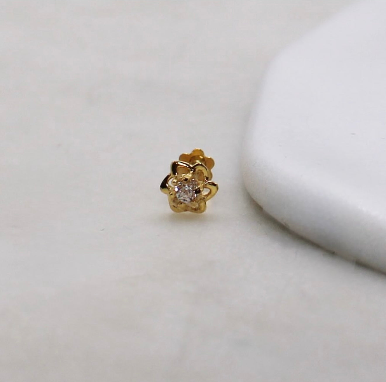 Cubic Zirconia Flower Stud