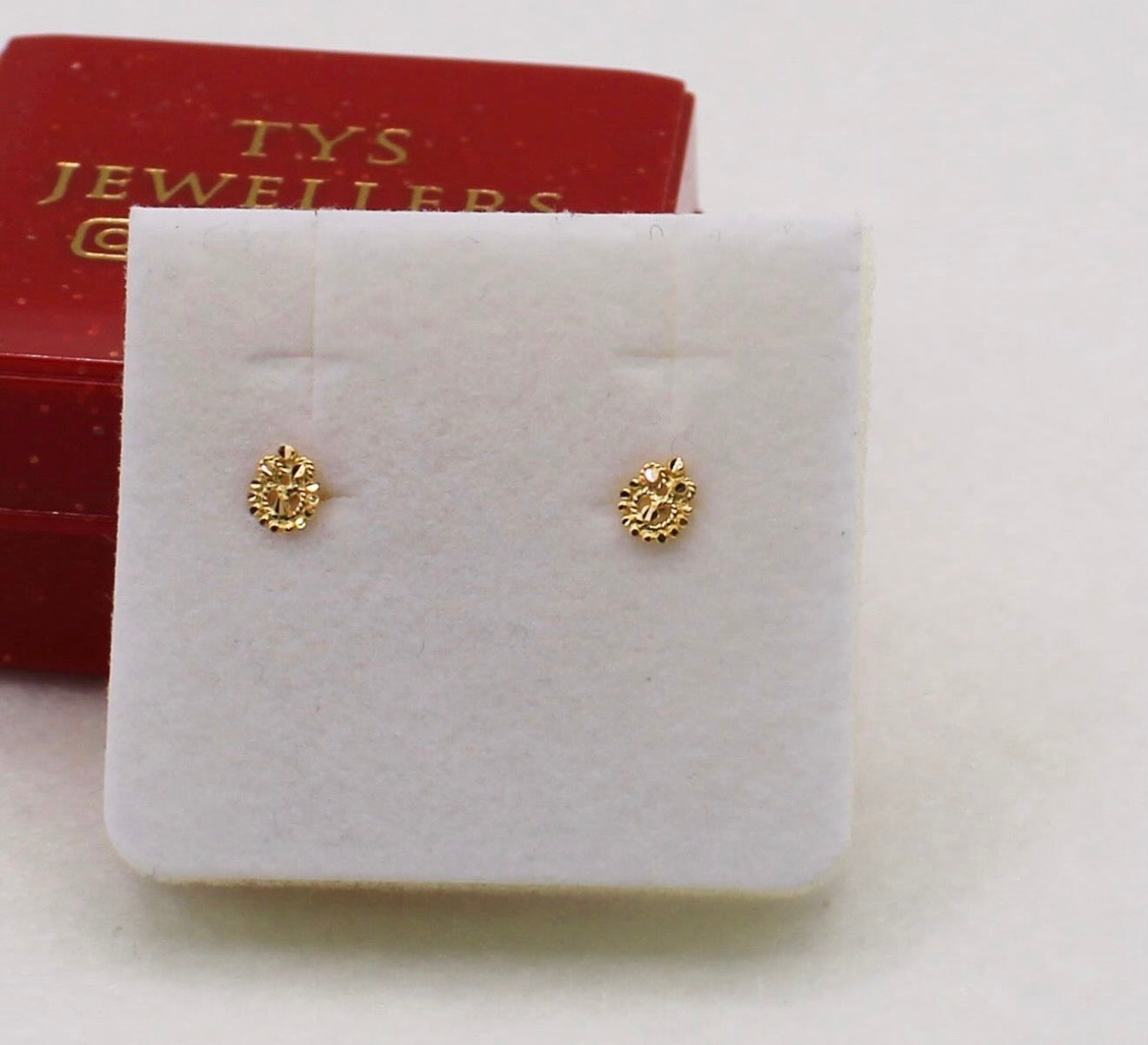 Tiny Detailed Gold Studs | 18carat