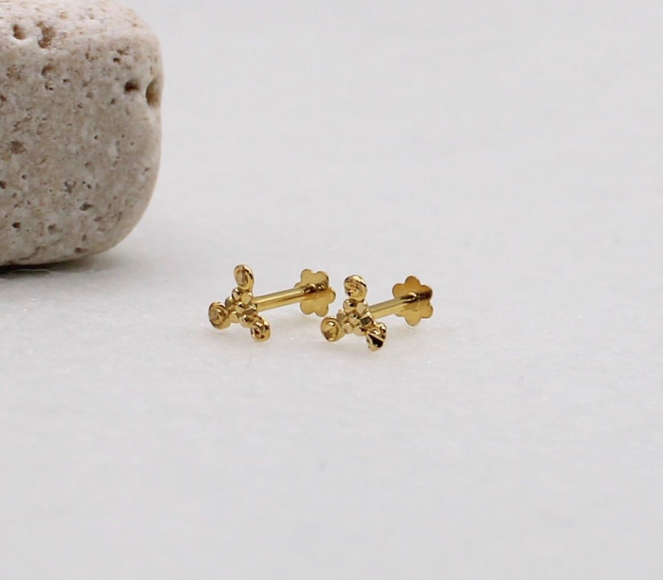 Tiny Trinity Gold Studs | 18carat