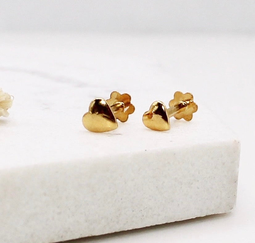Plain Heart Studs
