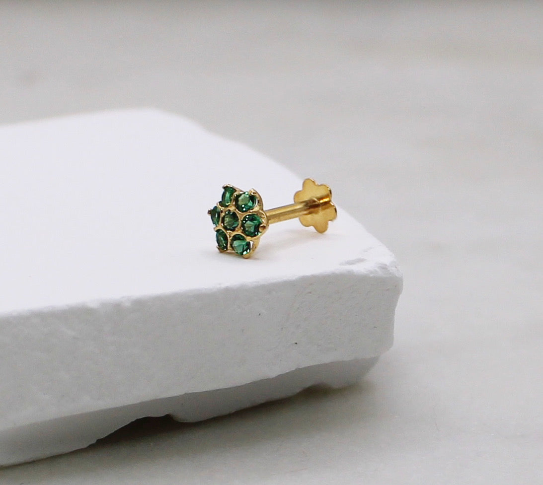 Green Flower Stud