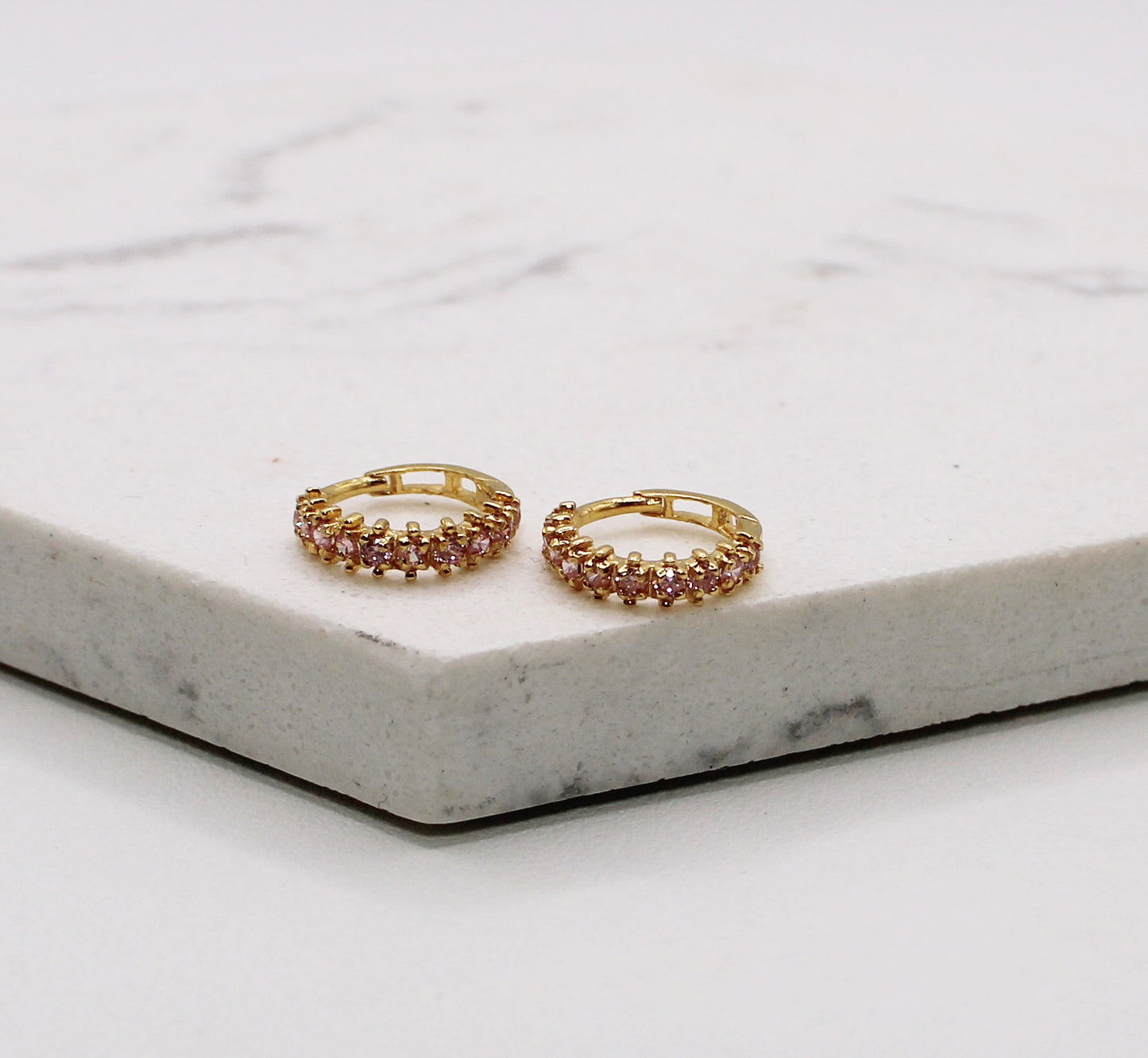 Baby Pink Cluster Hoops