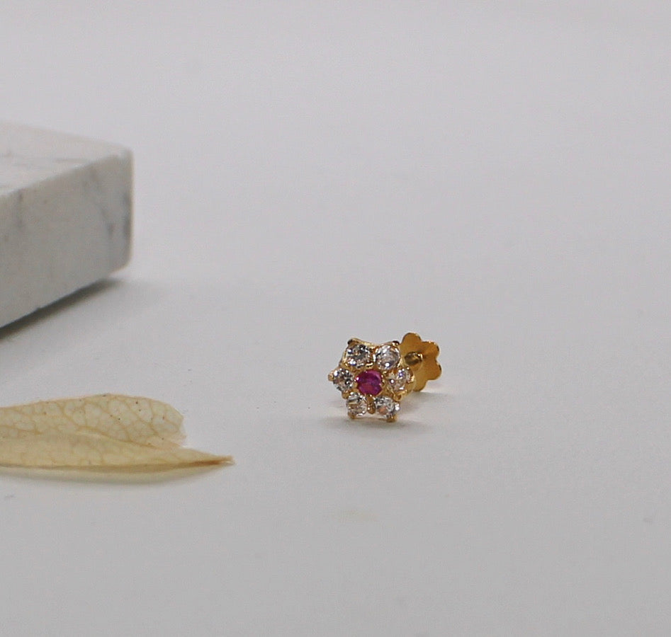 Pink Flower Stud