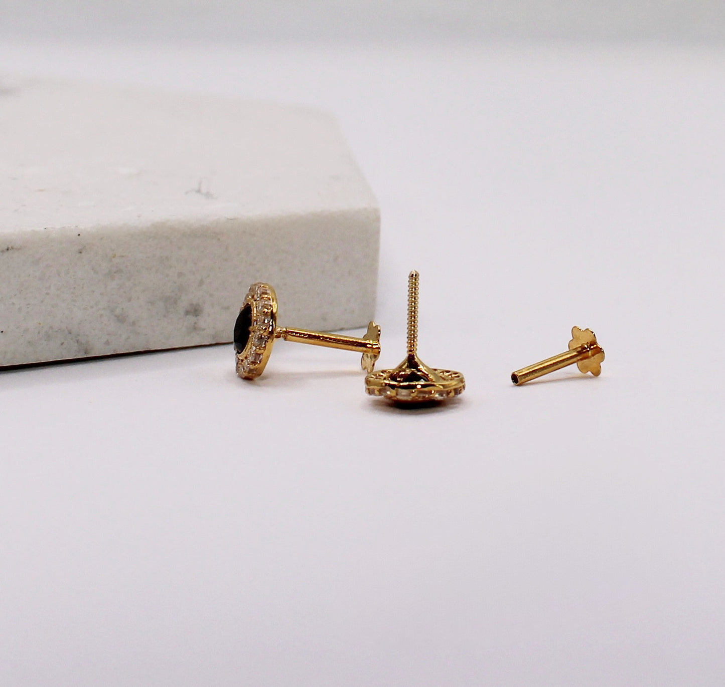 Black Sparkly Halo Studs