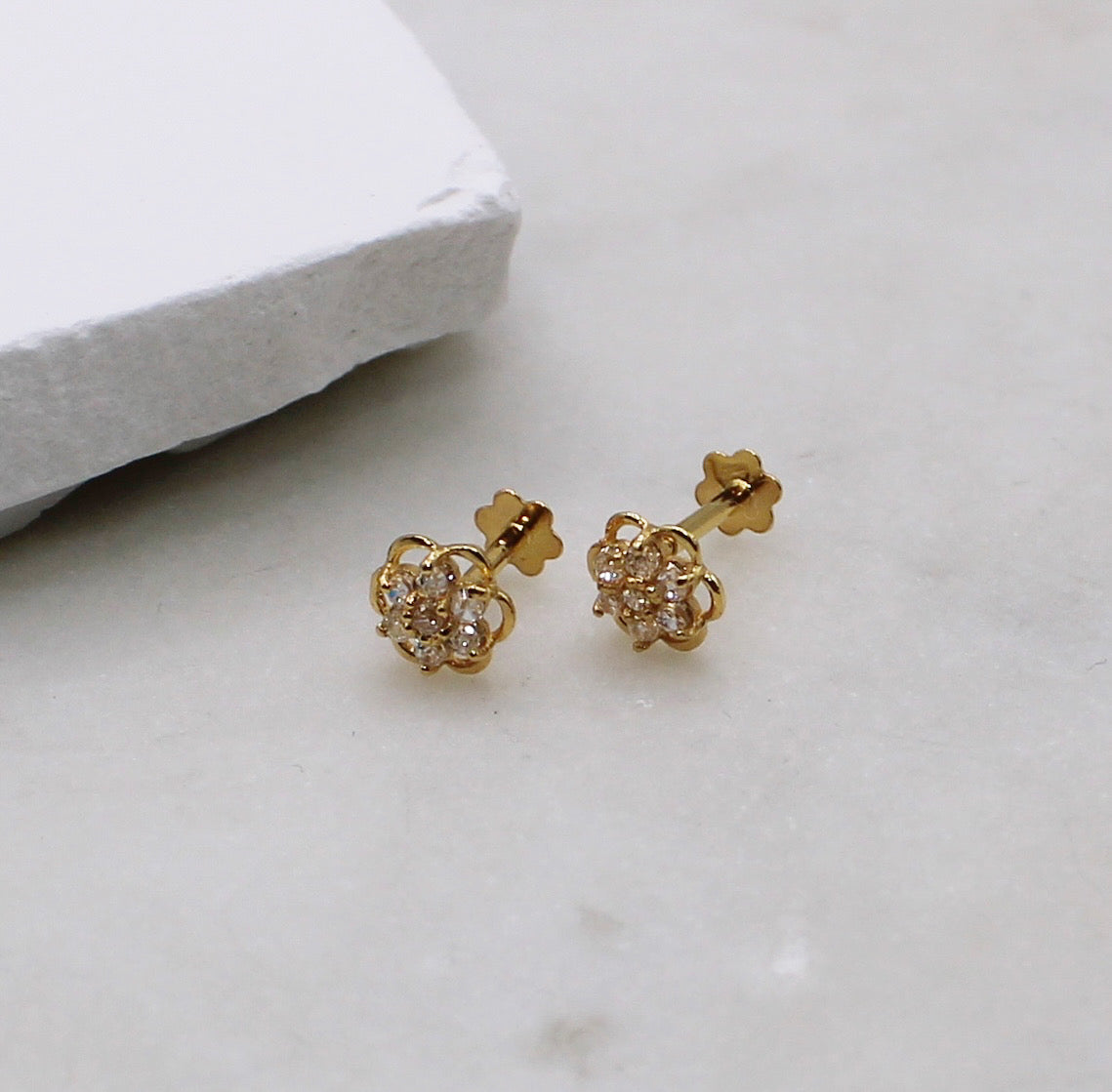 Gold Rim Flower Studs