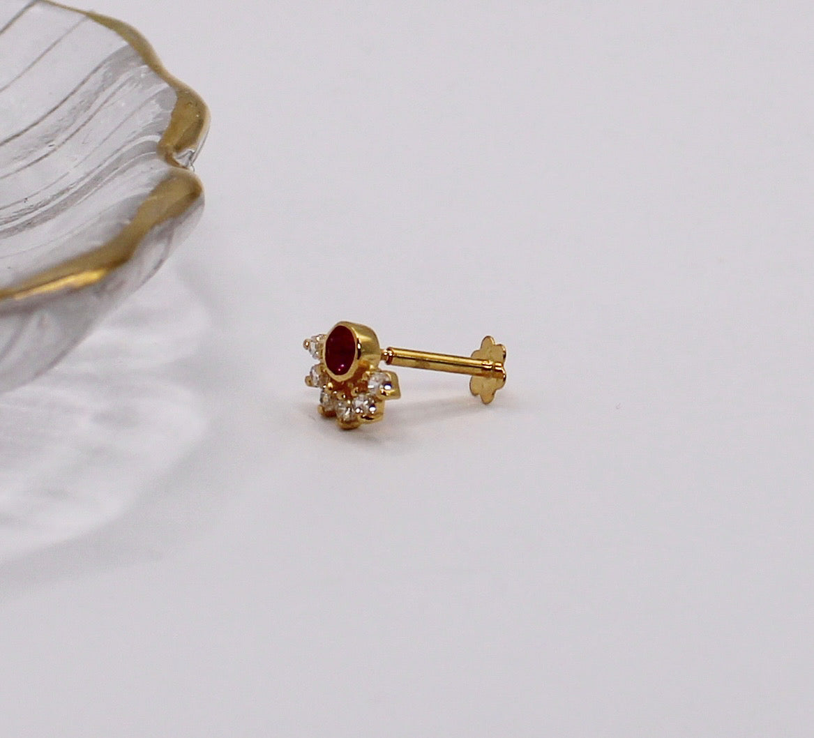 Pink Crescent Stud