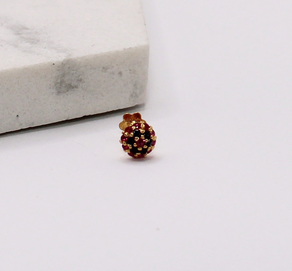Black & Deep Pink Dome Stud