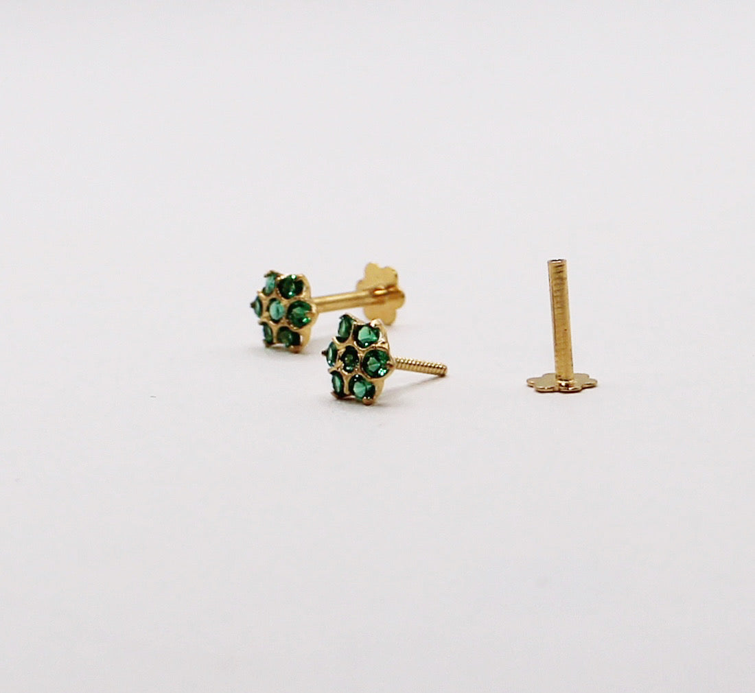 Green Flower Studs