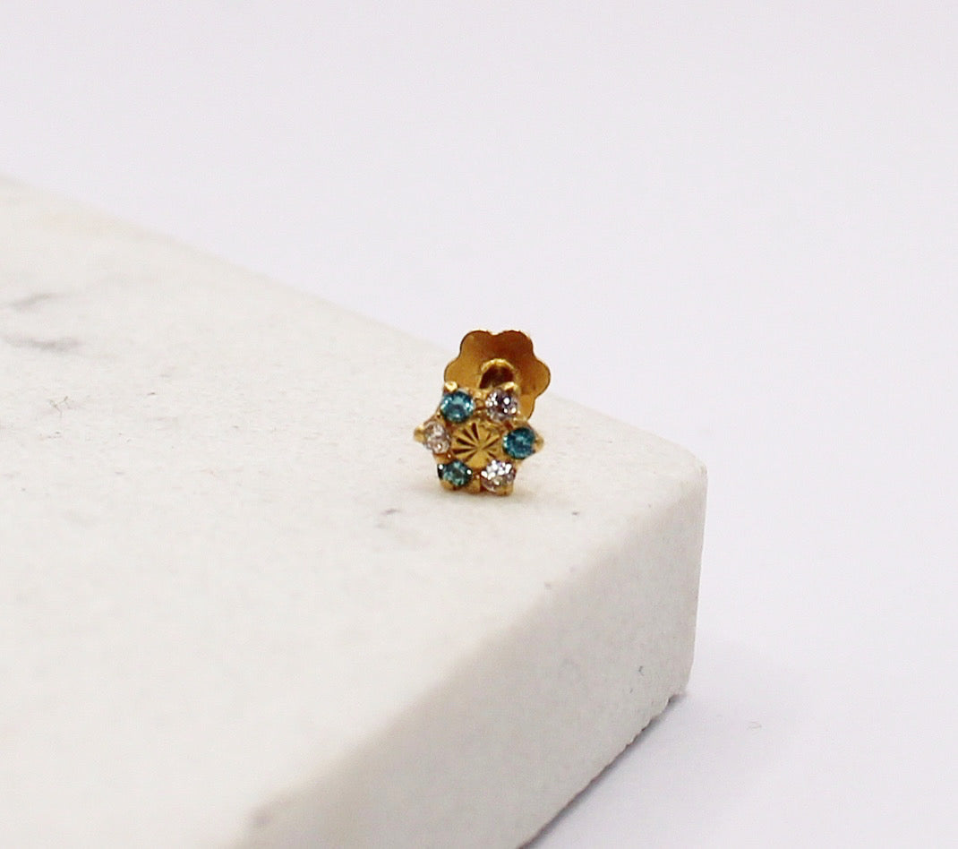 Blue Flower Stud