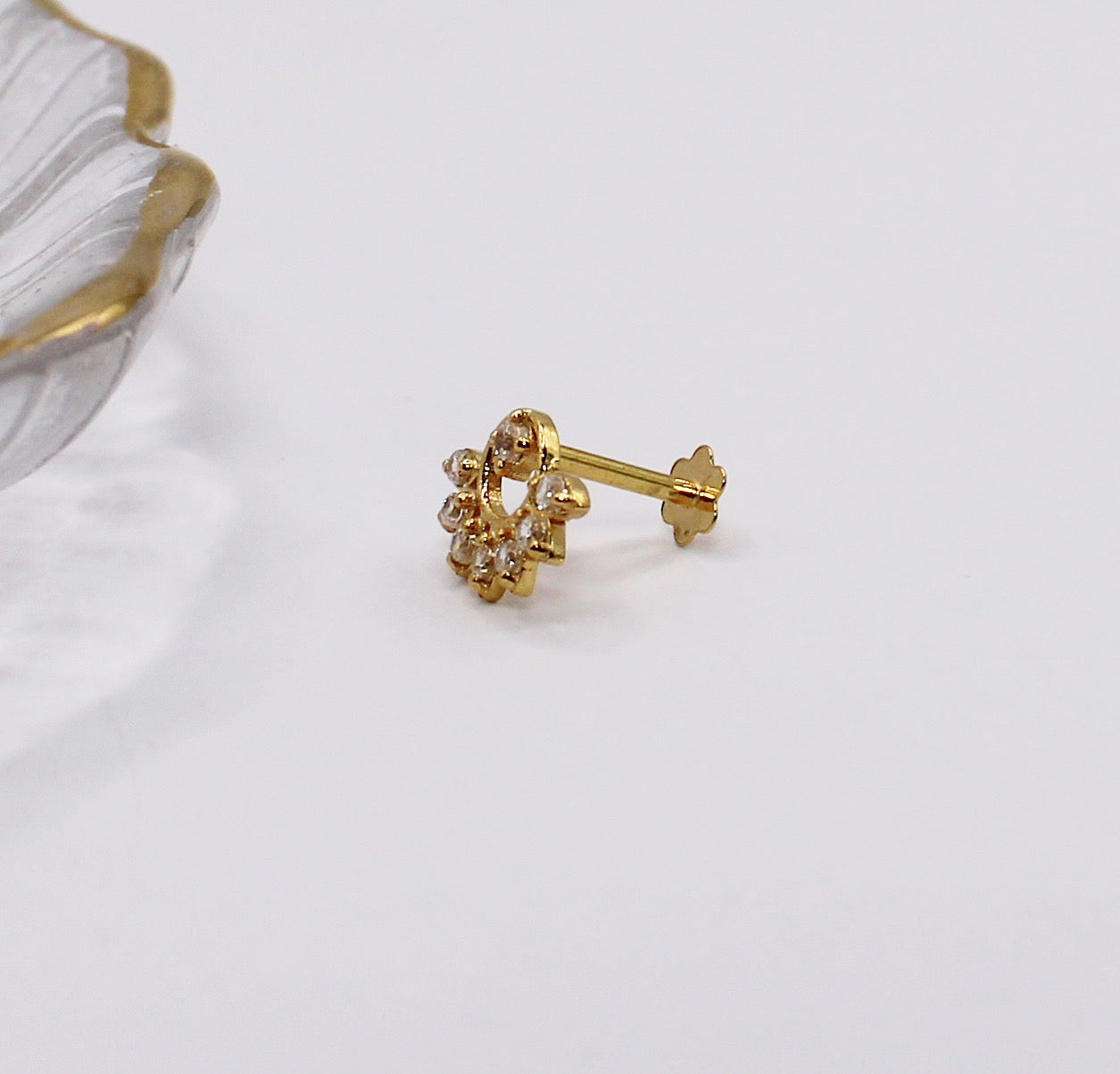 Sparkly Crescent Stud