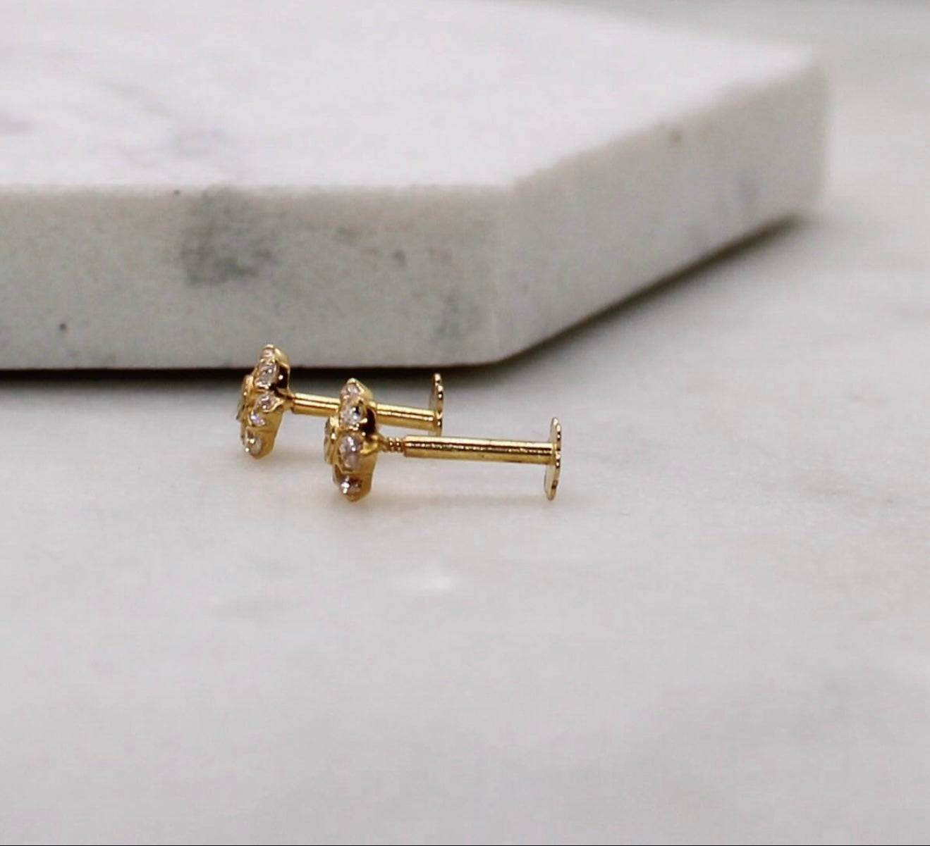 Gold Middle Flower Studs