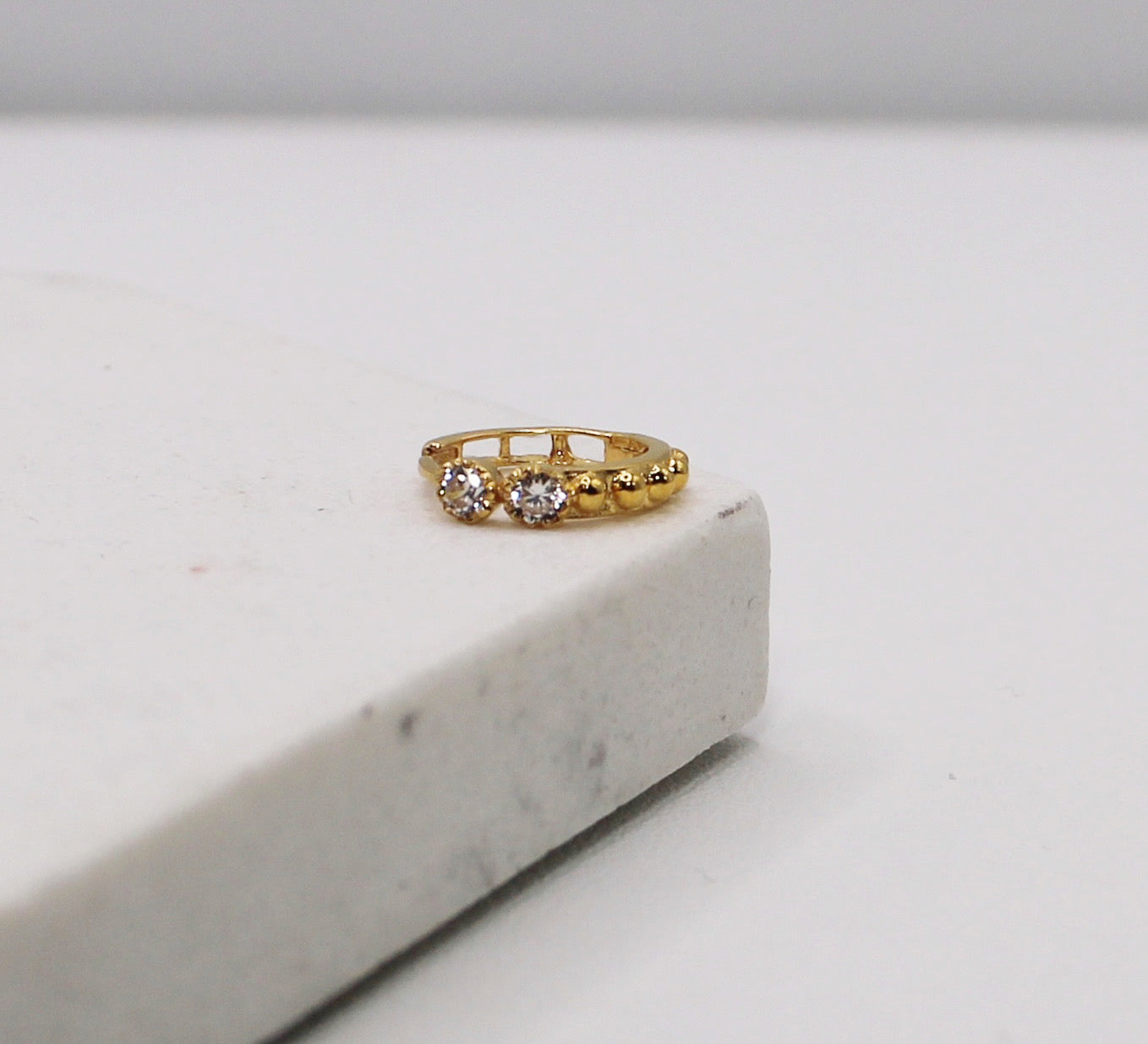 2 Stone Dotted Hoop