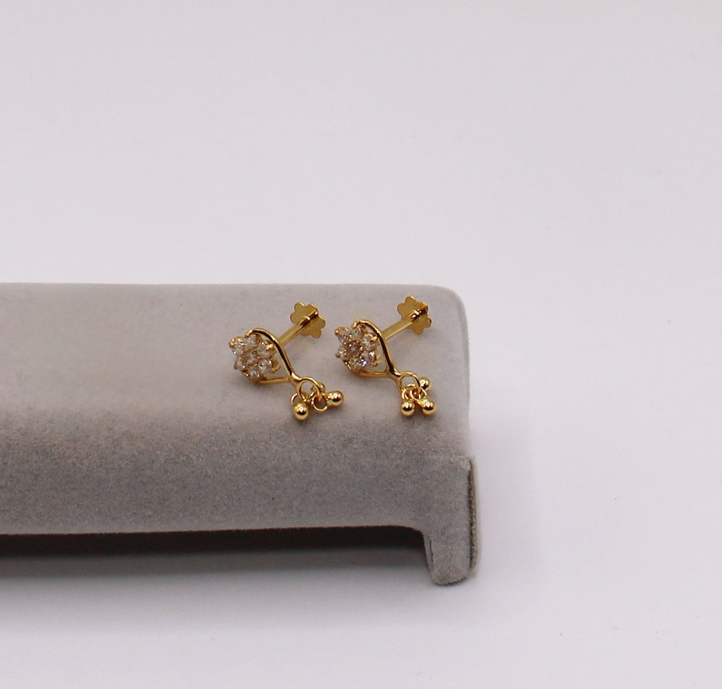 Heart Flower Dangly Studs
