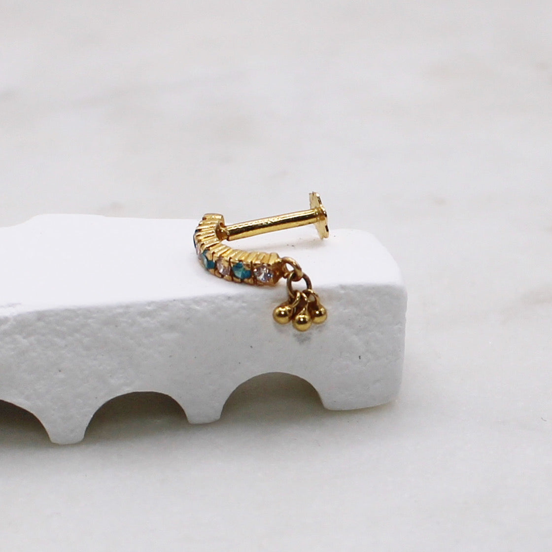 Blue Long Curve Stud