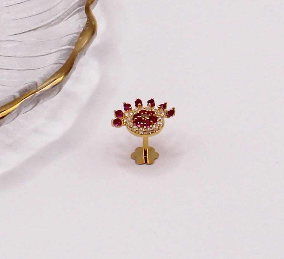 Pink Crescent Cluster Stud | Single Piece