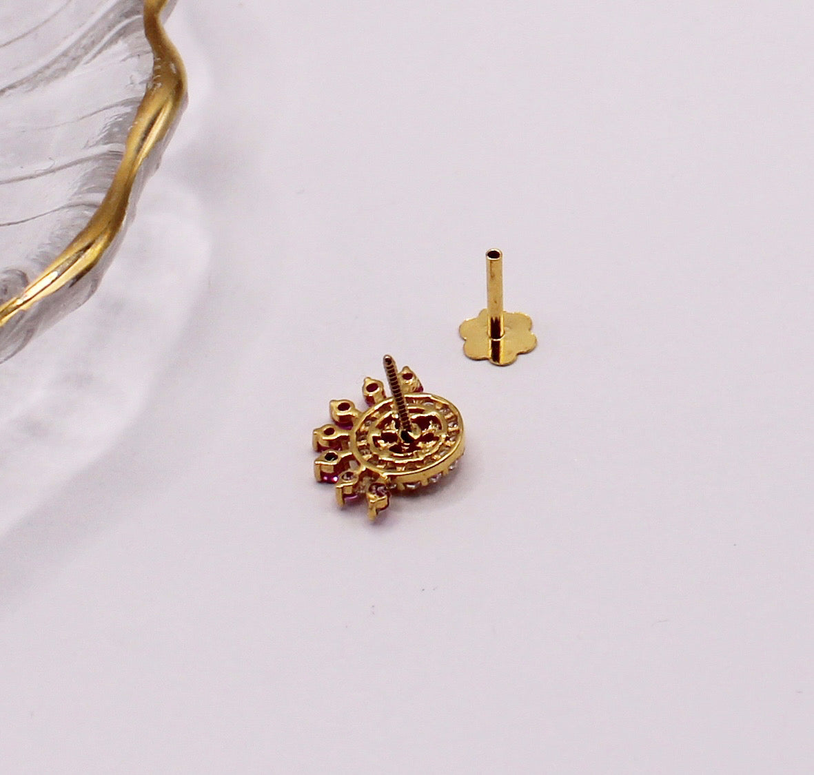 Pink Crescent Cluster Stud | Single Piece