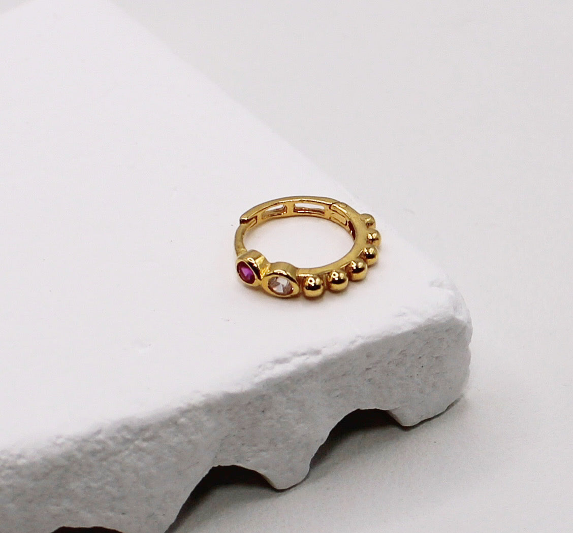 8mm Pink and Clear Beaded Hoop