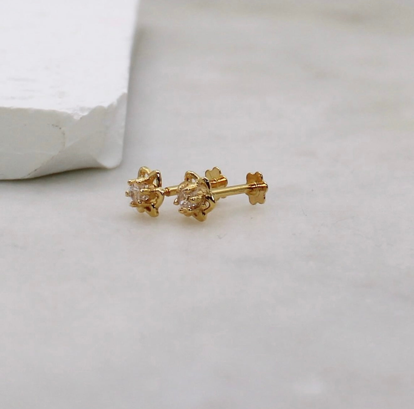 Cubic Zirconia Flower Studs
