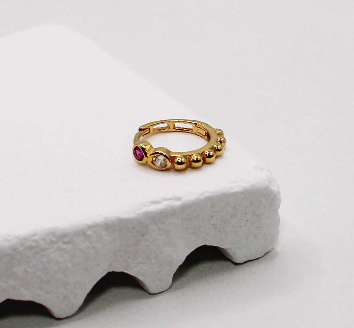 8mm Pink and Clear Beaded Hoop