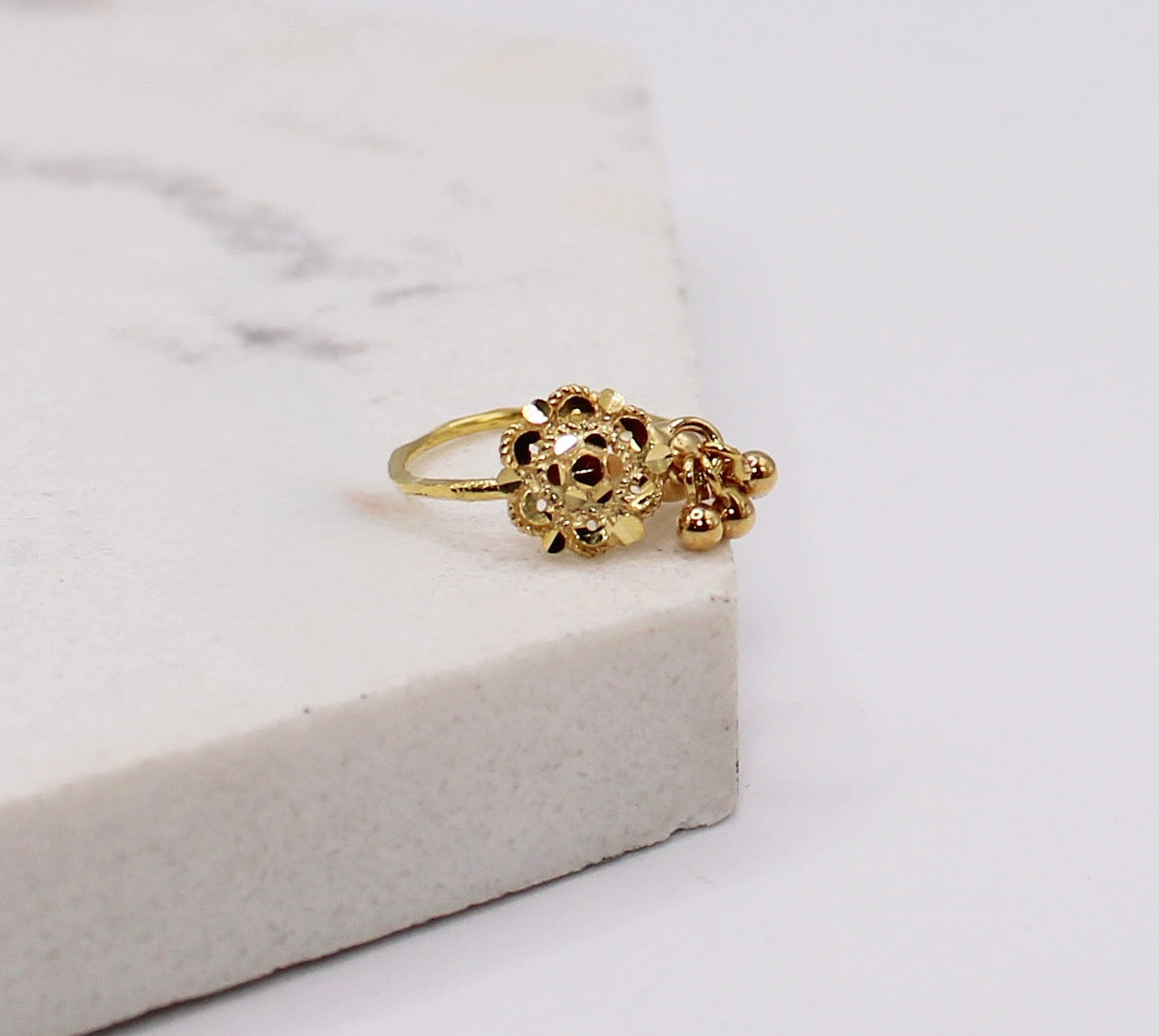 3-ball Dangle Flower Hoop