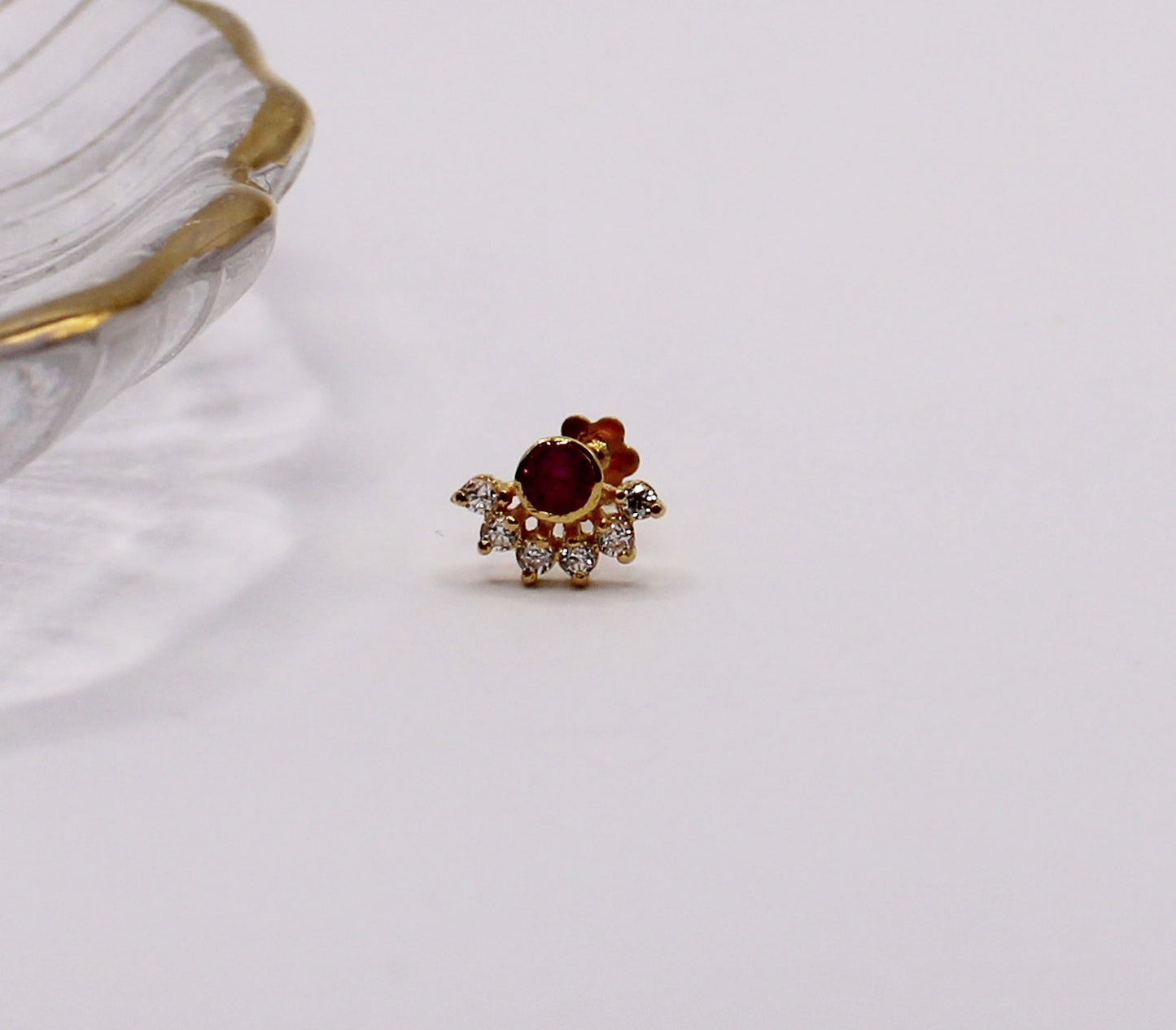 Pink Crescent Stud