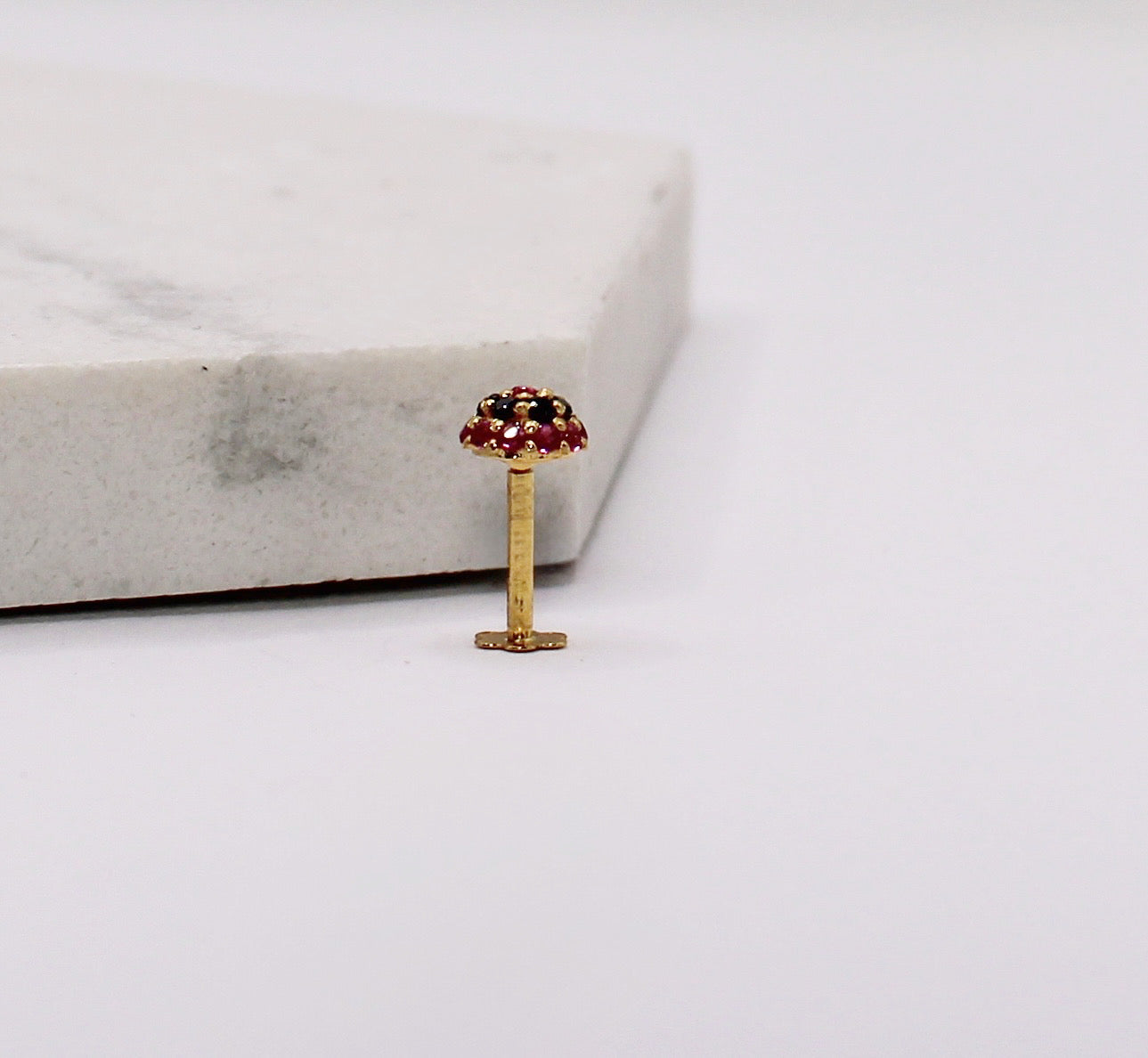 Black & Deep Pink Dome Stud