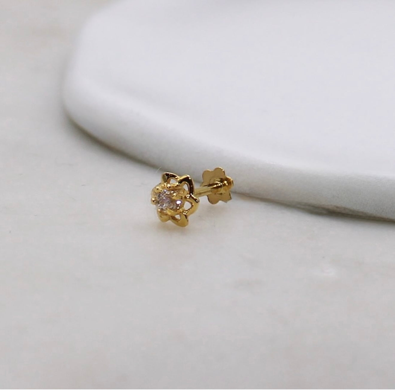 Cubic Zirconia Flower Stud