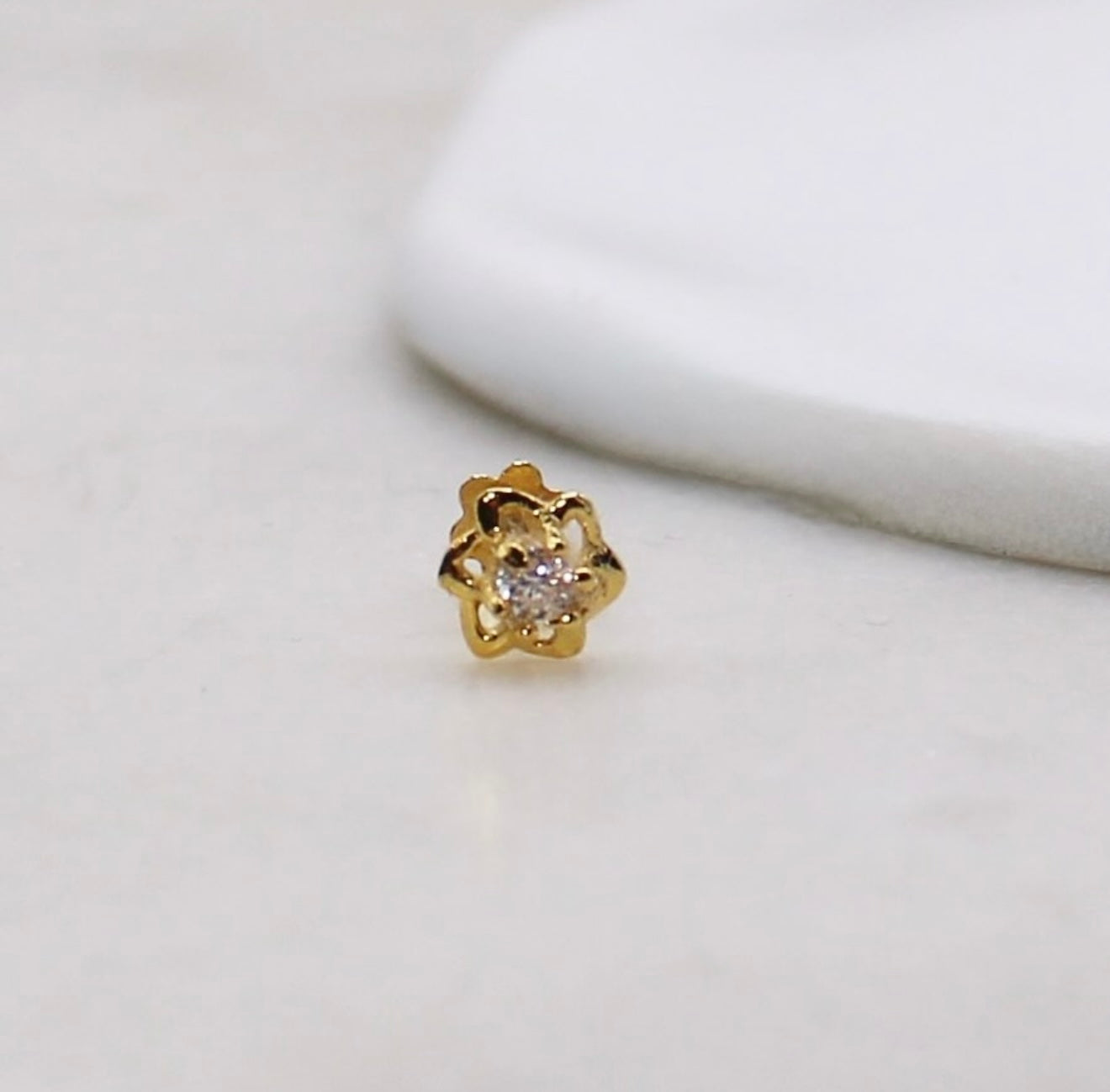 Cubic Zirconia Flower Stud