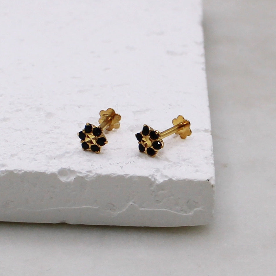 Black Flower Studs