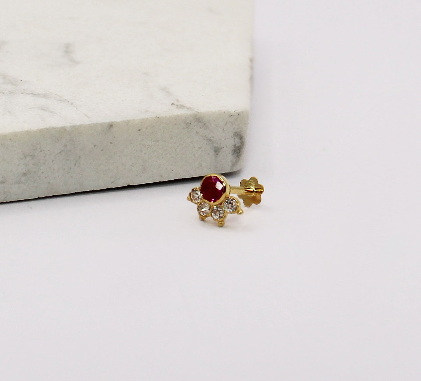 Deep Pink Crescent Stud