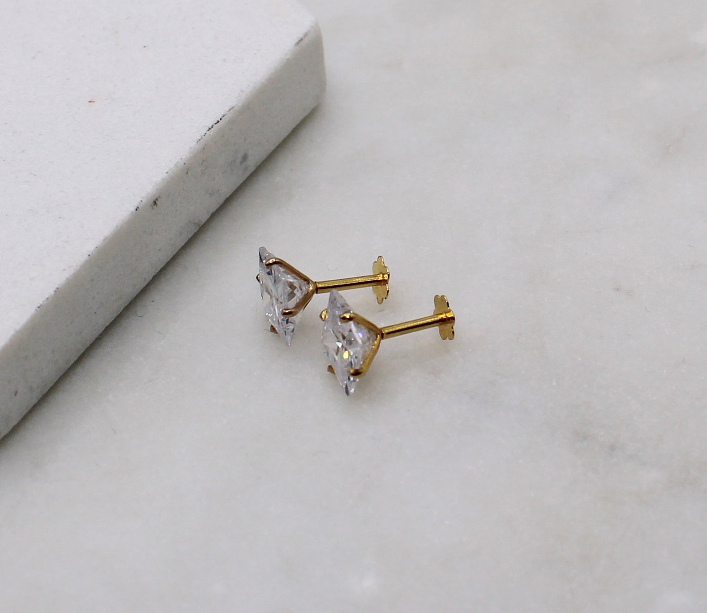 7mm Square Cubic Zirconia Studs