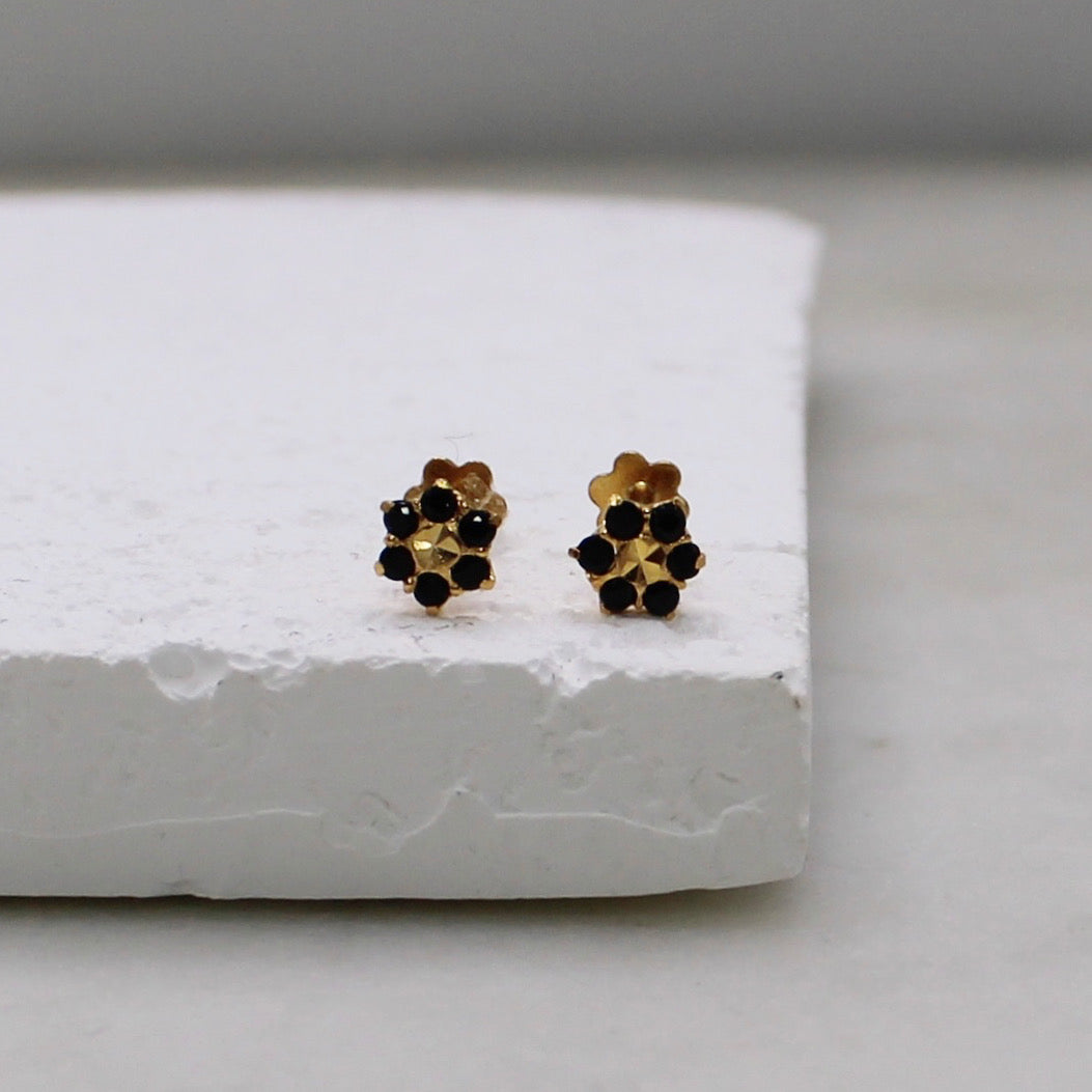 Black Flower Studs