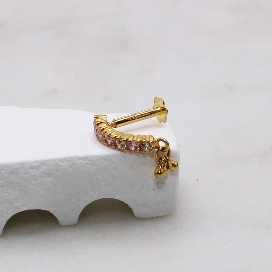 Baby Pink Long Curved Stud