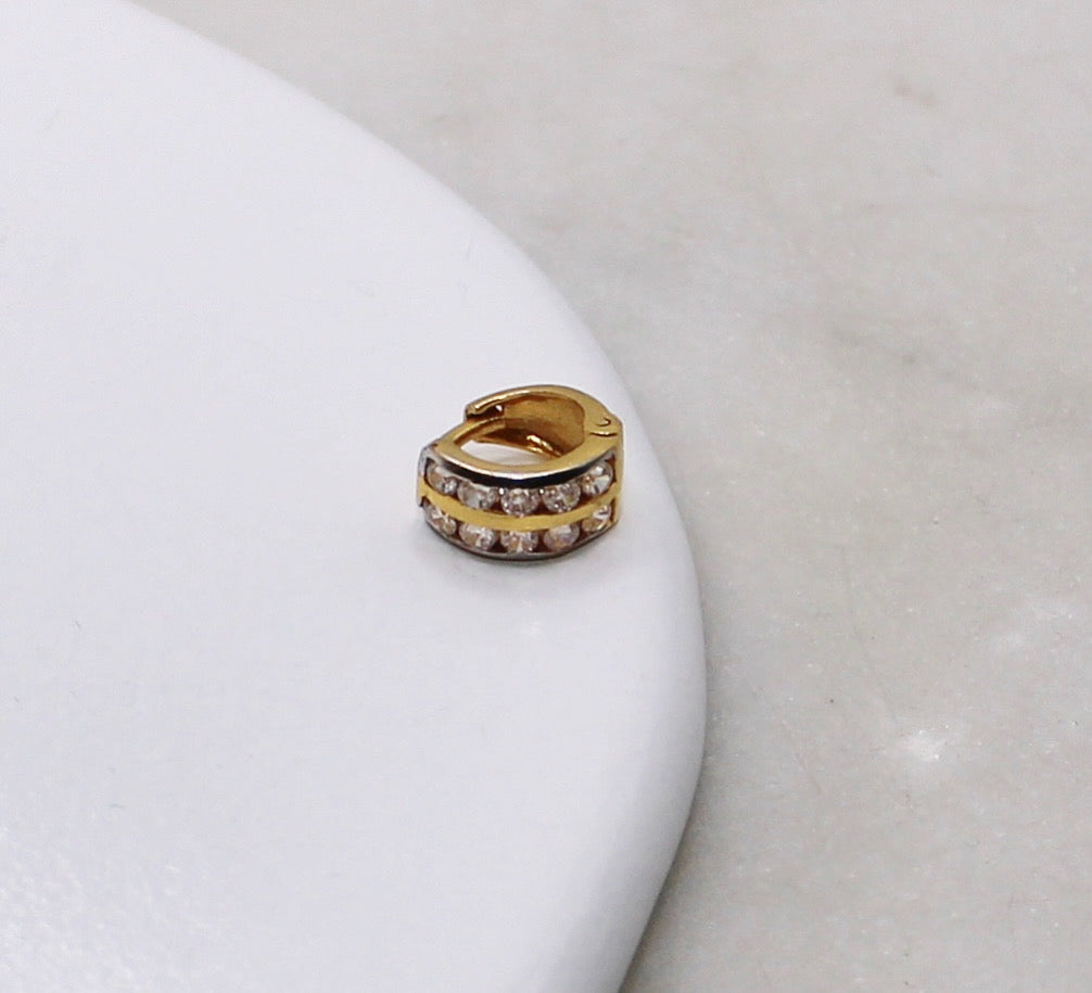 Tiny 6mm Chanel Stone Set Hoop