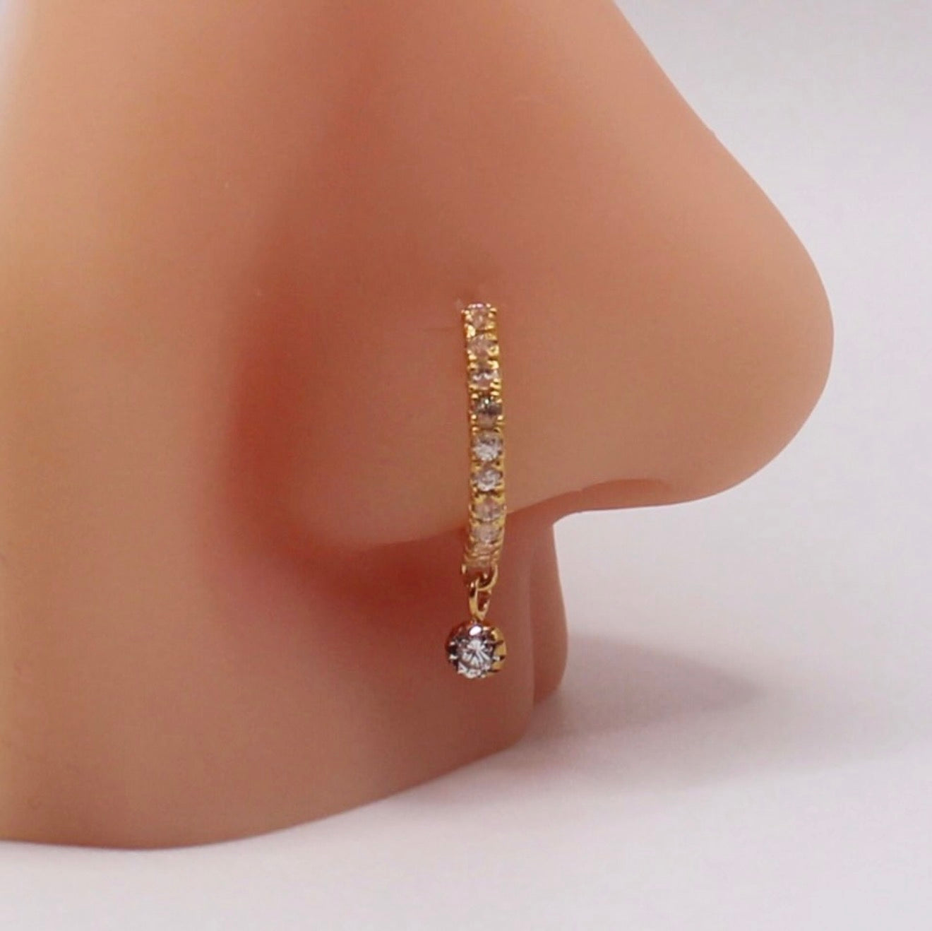Stone-dangle Hoop | 9mm