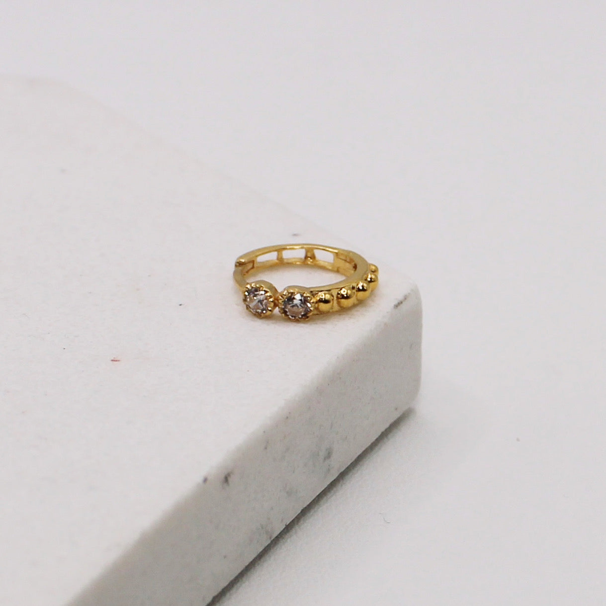 2 Stone Dotted Hoop