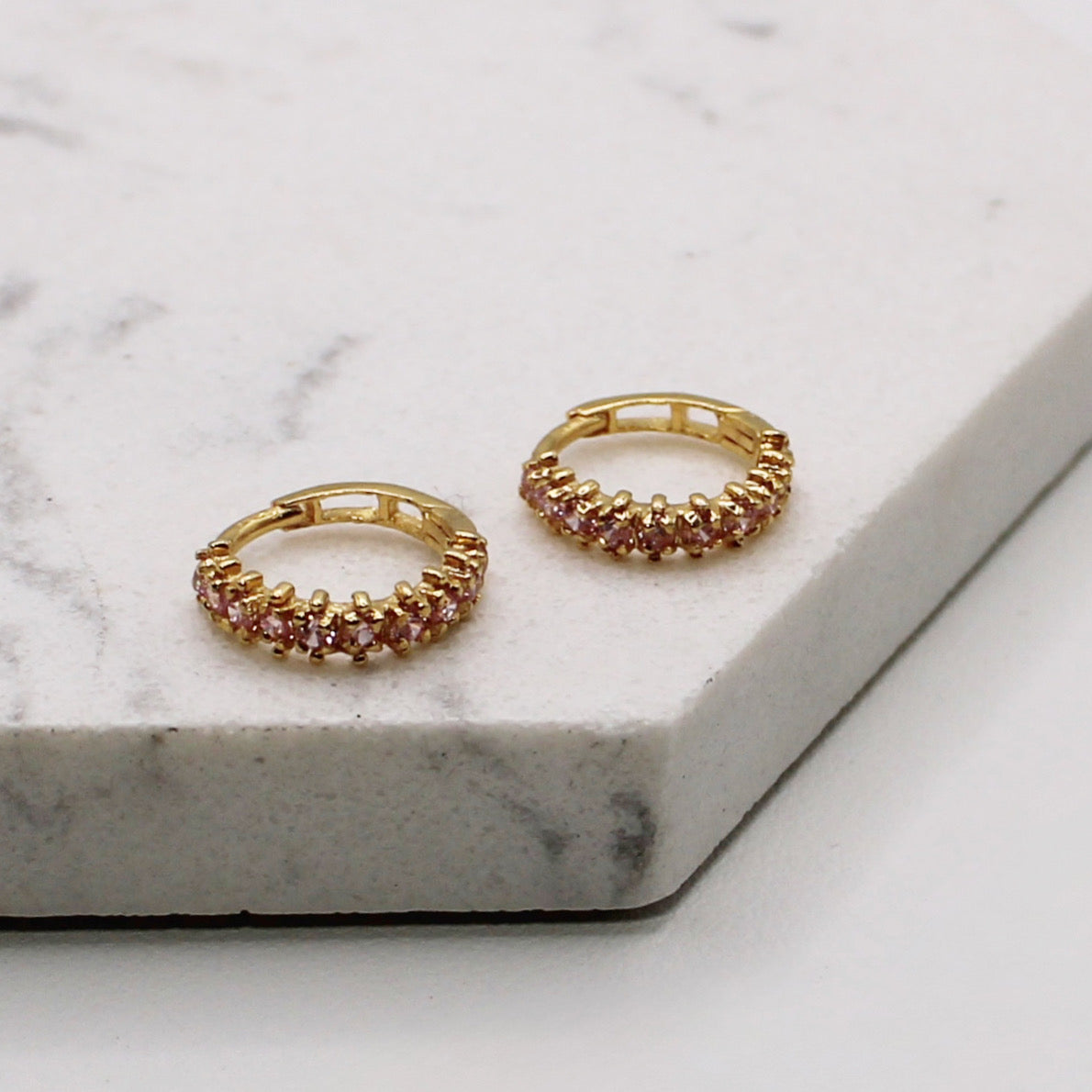 Baby Pink Cluster Hoops