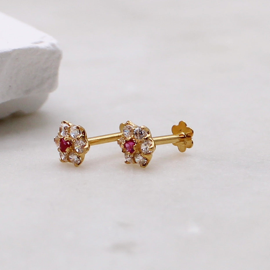 Pink Flower Studs
