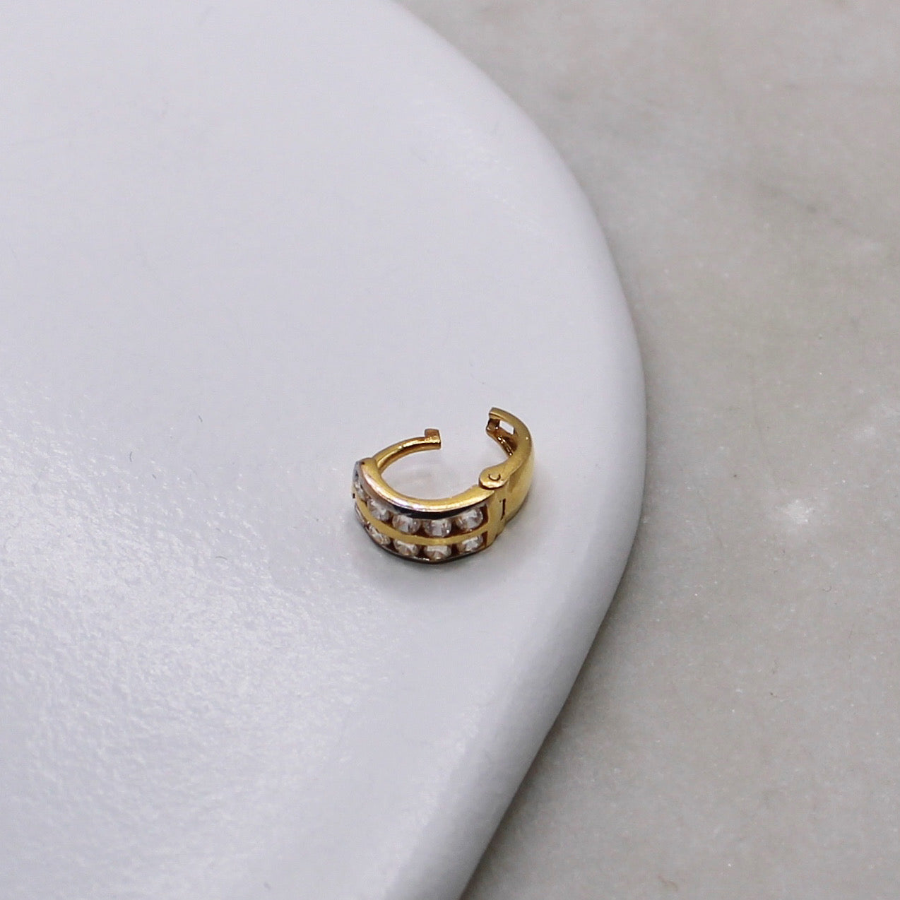 Tiny 6mm Chanel Stone Set Hoop