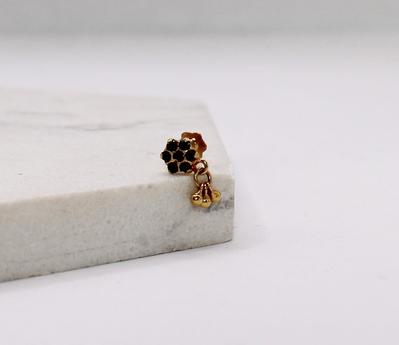 Black Flower Dangly Stud