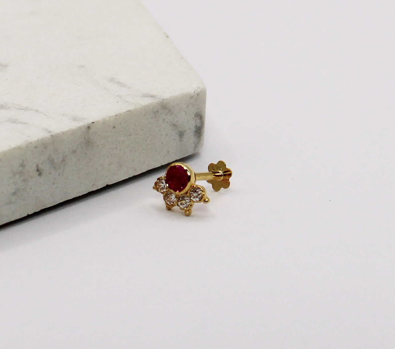 Deep Pink Crescent Stud