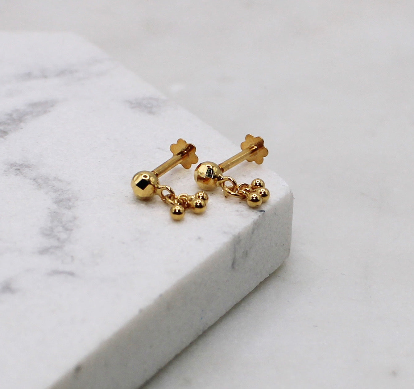 Diamond-cut Dangly Studs