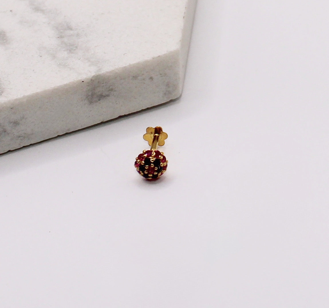 Black & Deep Pink Dome Stud