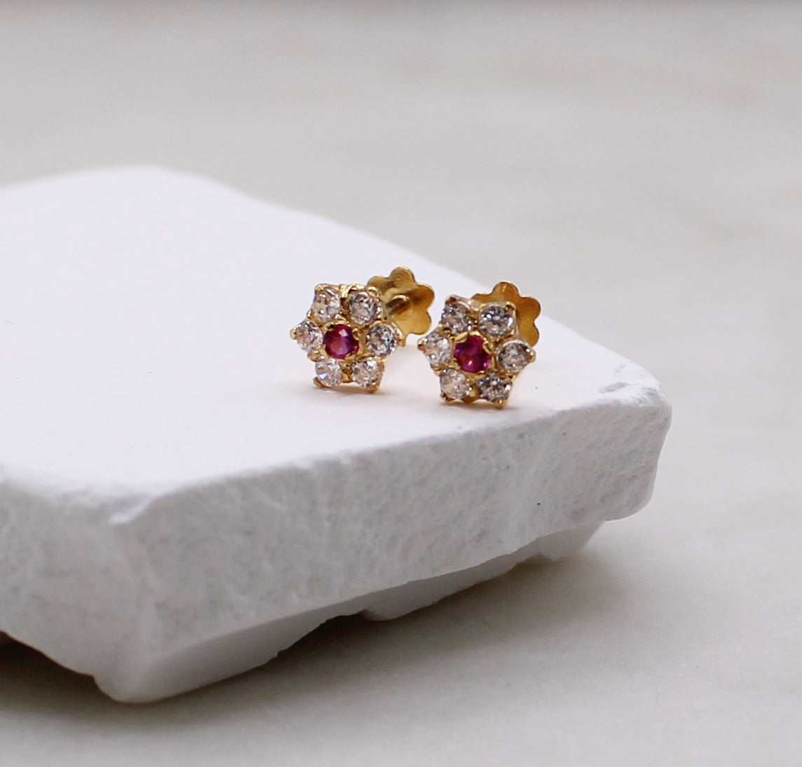 Pink Flower Studs