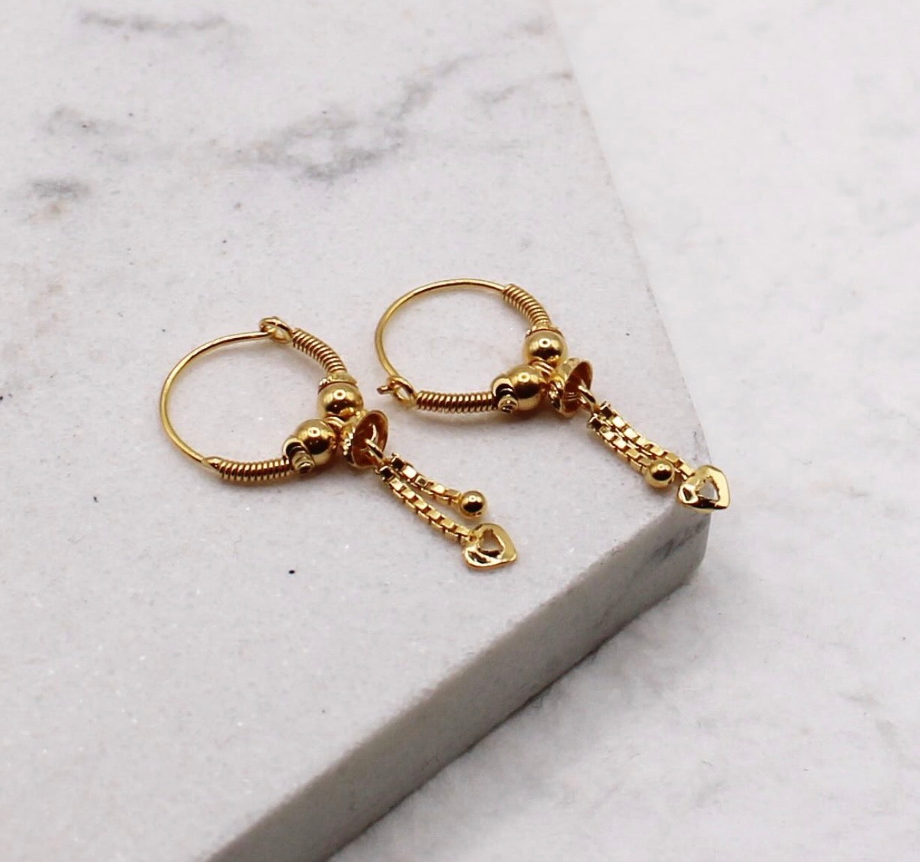 Heart Drop Small Hoops | 9mm
