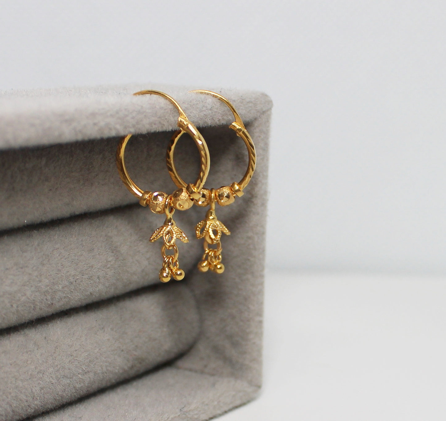Mini Flower-dangle Jumka Hoops