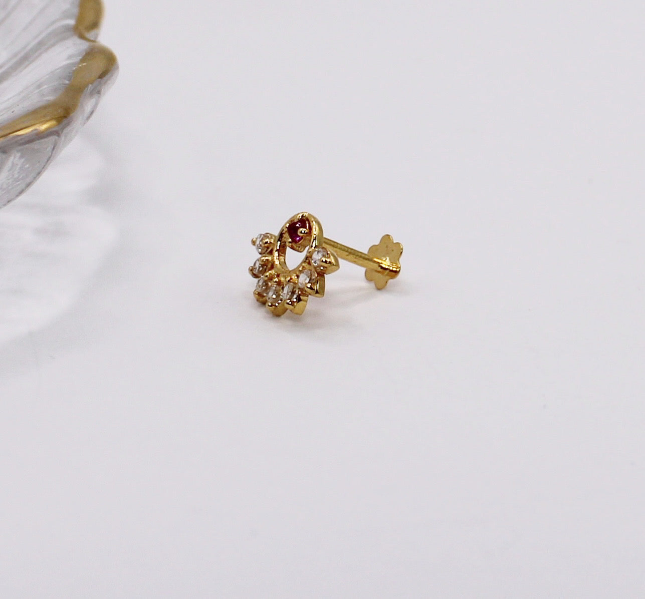 Pink Crescent Stud