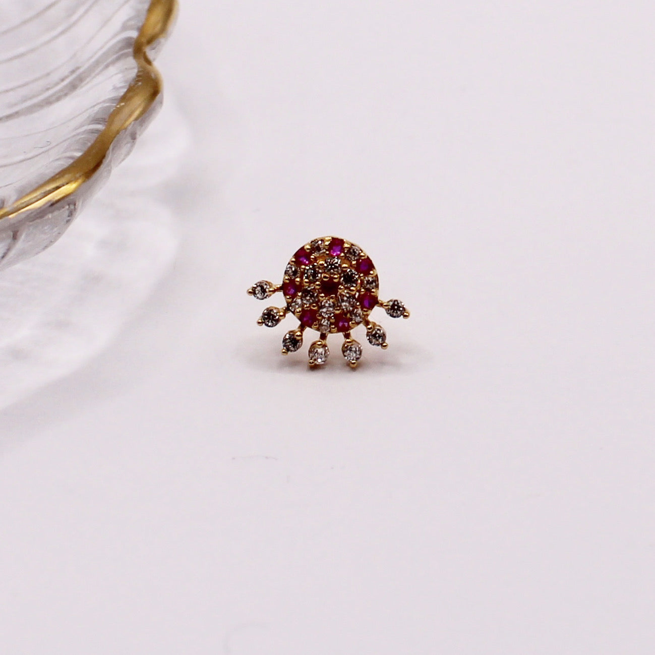 Pink Crescent Flower Stud | Single Piece