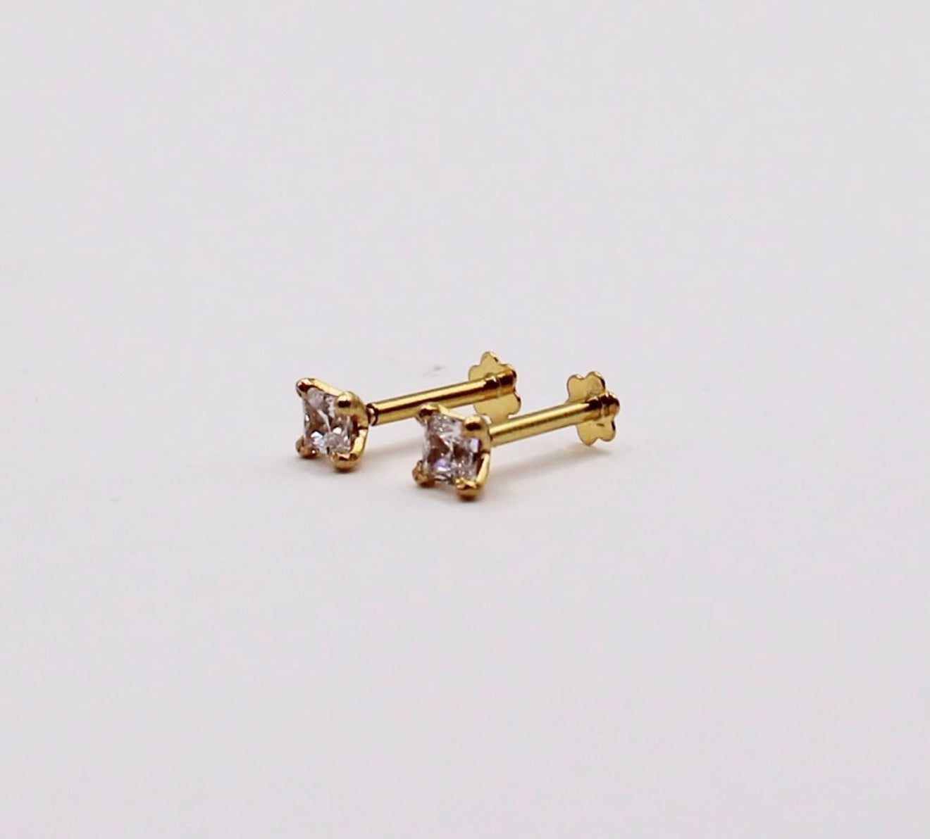 Tiny Cubic Zirconia Square Studs