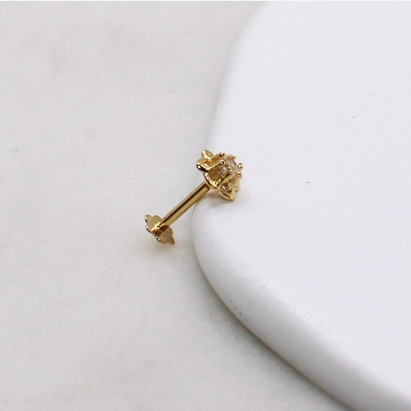 Cubic Zirconia Flower Stud